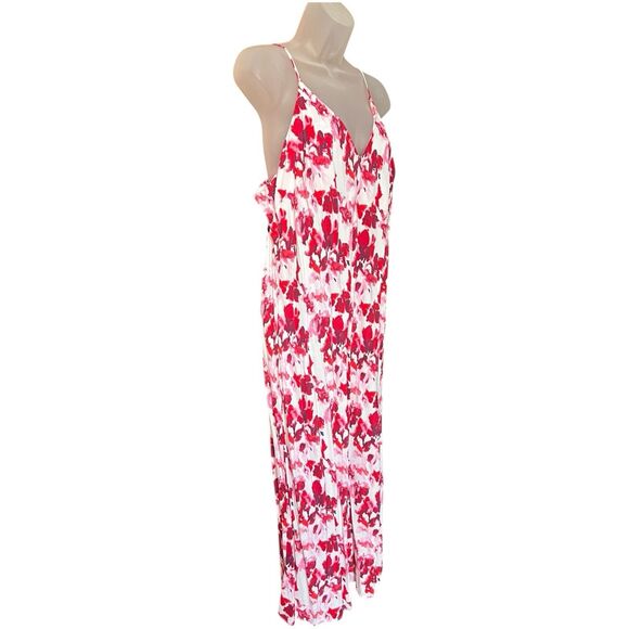 A New Day Red/Pink Floral Slip Dress w/Slit Sz XXL Romantic - Picture 9 of 10